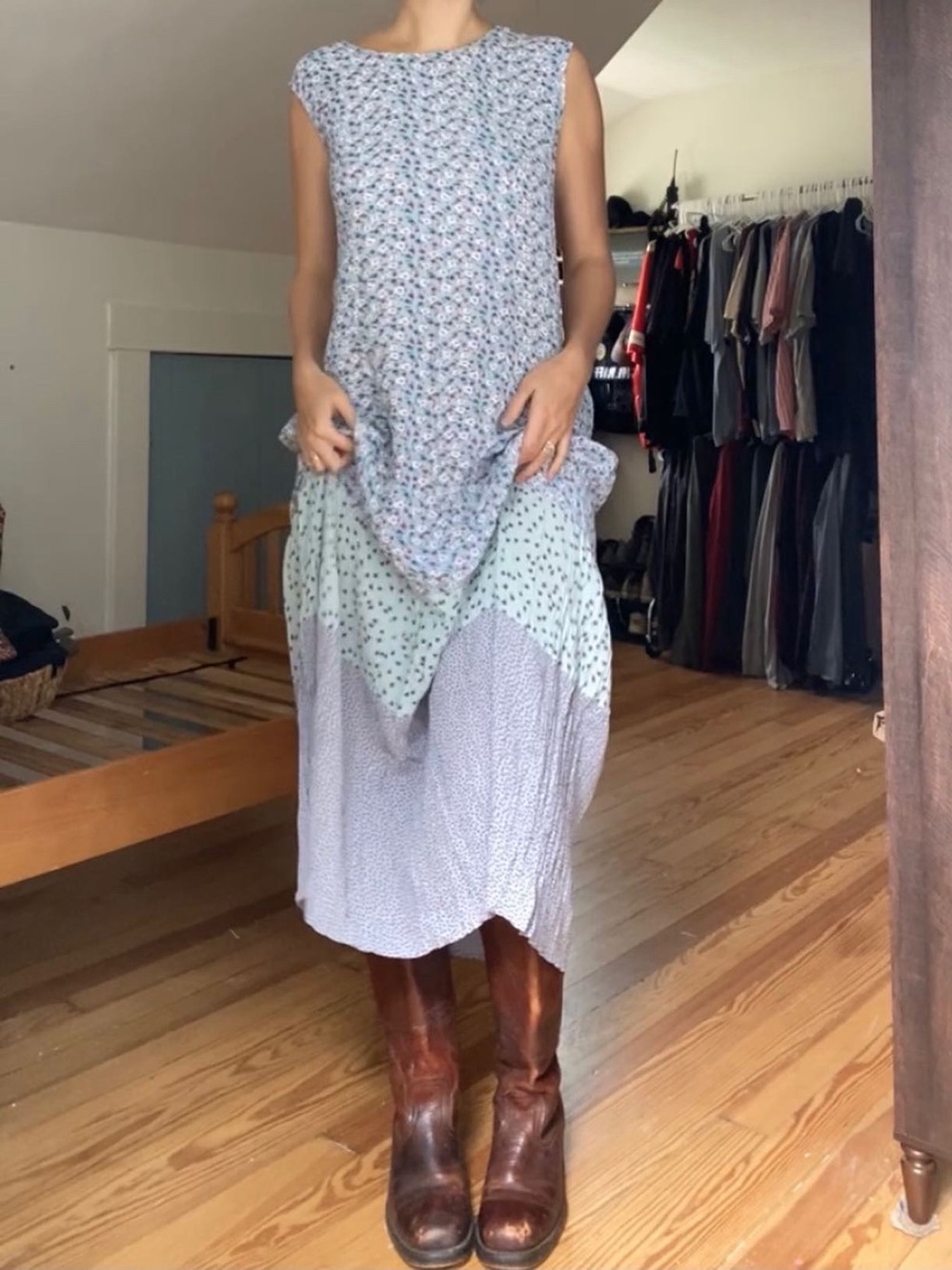 Sleeveless Lavender Floral Tiered Maxi Dress